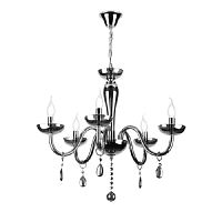 Люстра потолочная пятирожковая Rivoli Хрусталь Fumono P5 CR Е14 Черный хром картинка 